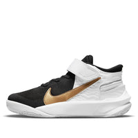 (PS) Nike Team Hustle D 10 FlyEase 'أسود أبيض ذهبي' DD7302-002