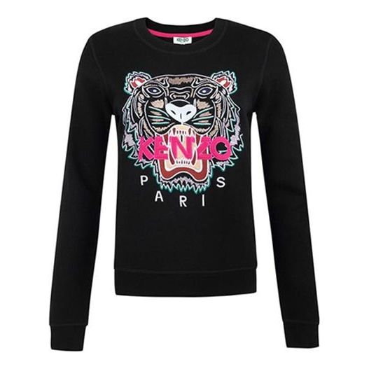 (WMNS) KENZO Embroidered Tiger Head Hoodie Black F862SW7054XA-99