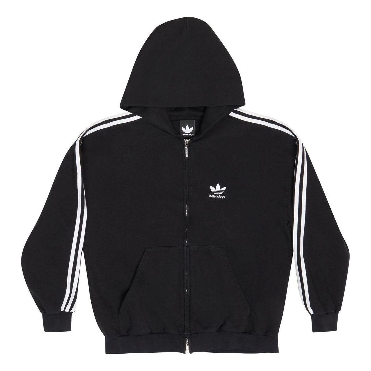 Balenciaga x adidas Zip-Up Hoodie 'Black White' 723754TNVN28482