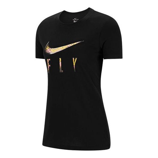 (WMNS) Nike Chest Logo Round Neck Short Sleeve Black T-Shirt DN3049-010