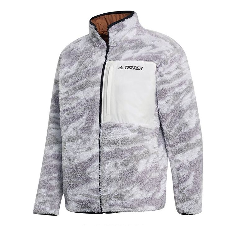 adidas Xplr Sherpa F Reversible Outdoor Sports Jacket Gray GE9912