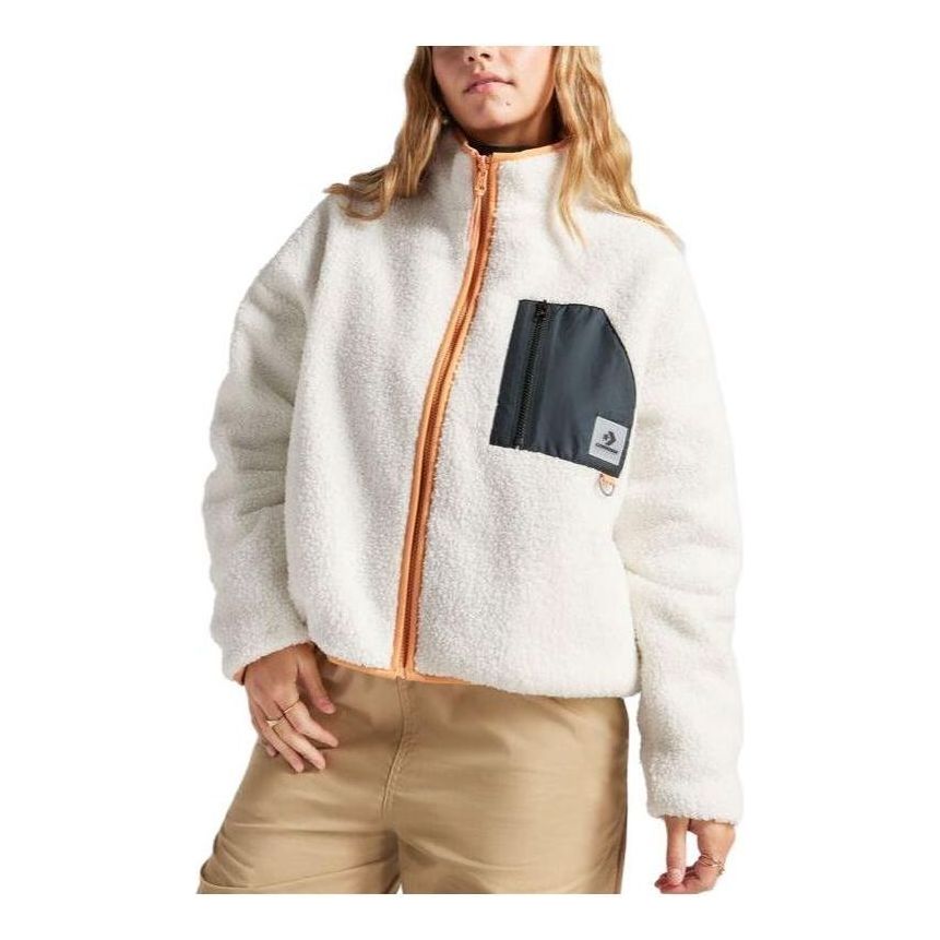 (WMNS) Converse Reversible Sherpa Full-Zip Jacket 'Egret Black' 10025705-A03
