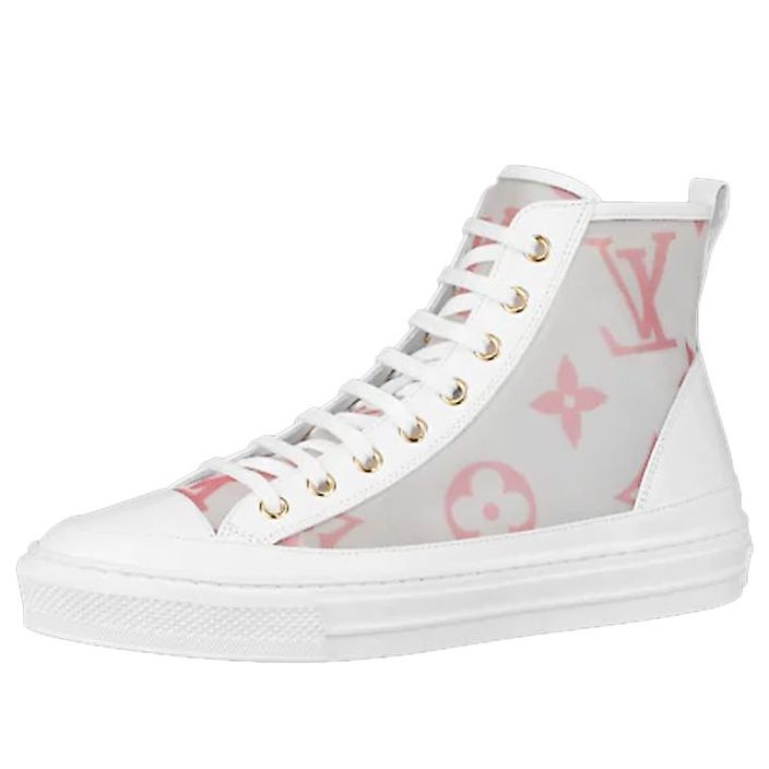(WMNS) LOUIS VUITTON Stellar Zip Up Ankle Sneakers 'White Grey with Pink Monogram' 1A87DM