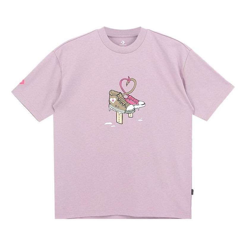 Converse Shoe Tie Heart Logo T-Shirt 'Blush Purple' 10023156-A03