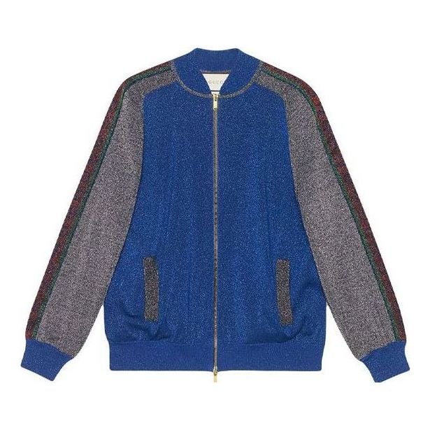 (WMNS) Gucci Wool Lam Bomber Jacket 'Blue Red Multicolor' 579749-XKAQ9-4034