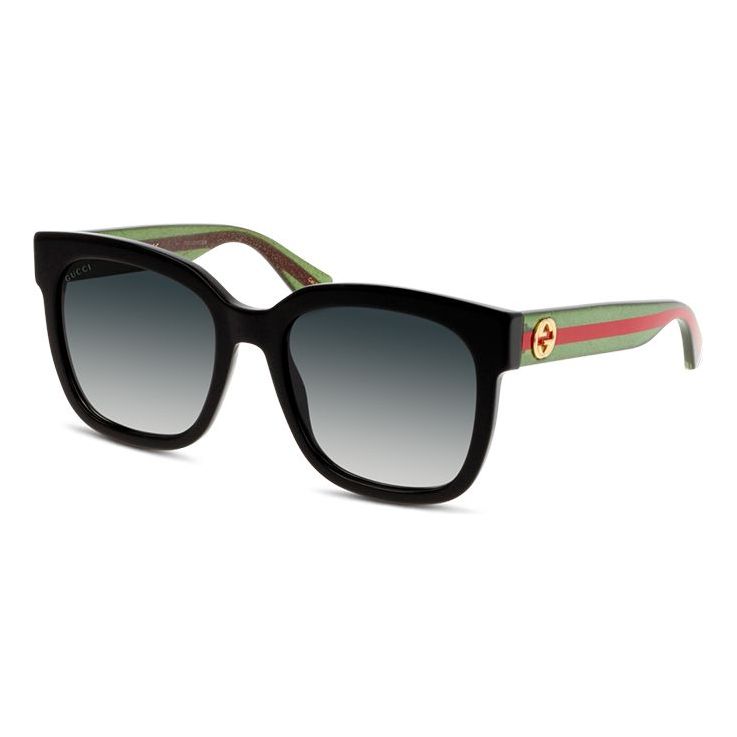 Gucci Square Large Red Green Webbing square frame Sunglasses 'Black' GG0034S