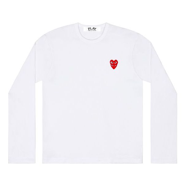 COMME des GARCONS PLAY L/S Basic T-Shirt Red Family Heart 'White' AZ-T292-051-2