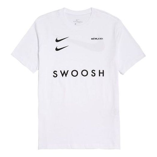 Nike Sportswear Swoosh Chest Sports Round Neck Short Sleeve White DH0030-100