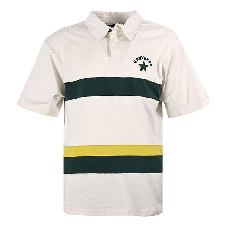 Converse Colorblock Logo Polo Shirt 'White Dark Green' 10024880-A01