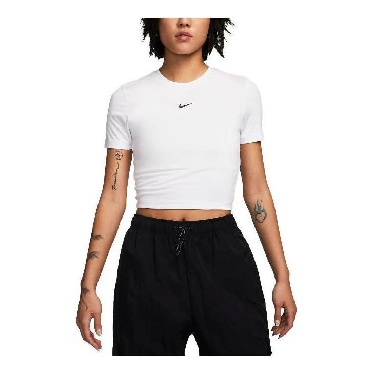 (WMNS) Nike Sportswear Essential Slim-Fit Crop T-Shirt 'White' FB2874-100