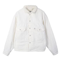 Men's Levis lamb wool lapel Long Sleeves Denim Jacket White 21261-0001