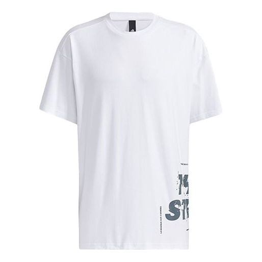 adidas Alphabet Printing Casual Round Neck Short Sleeve White GL8710