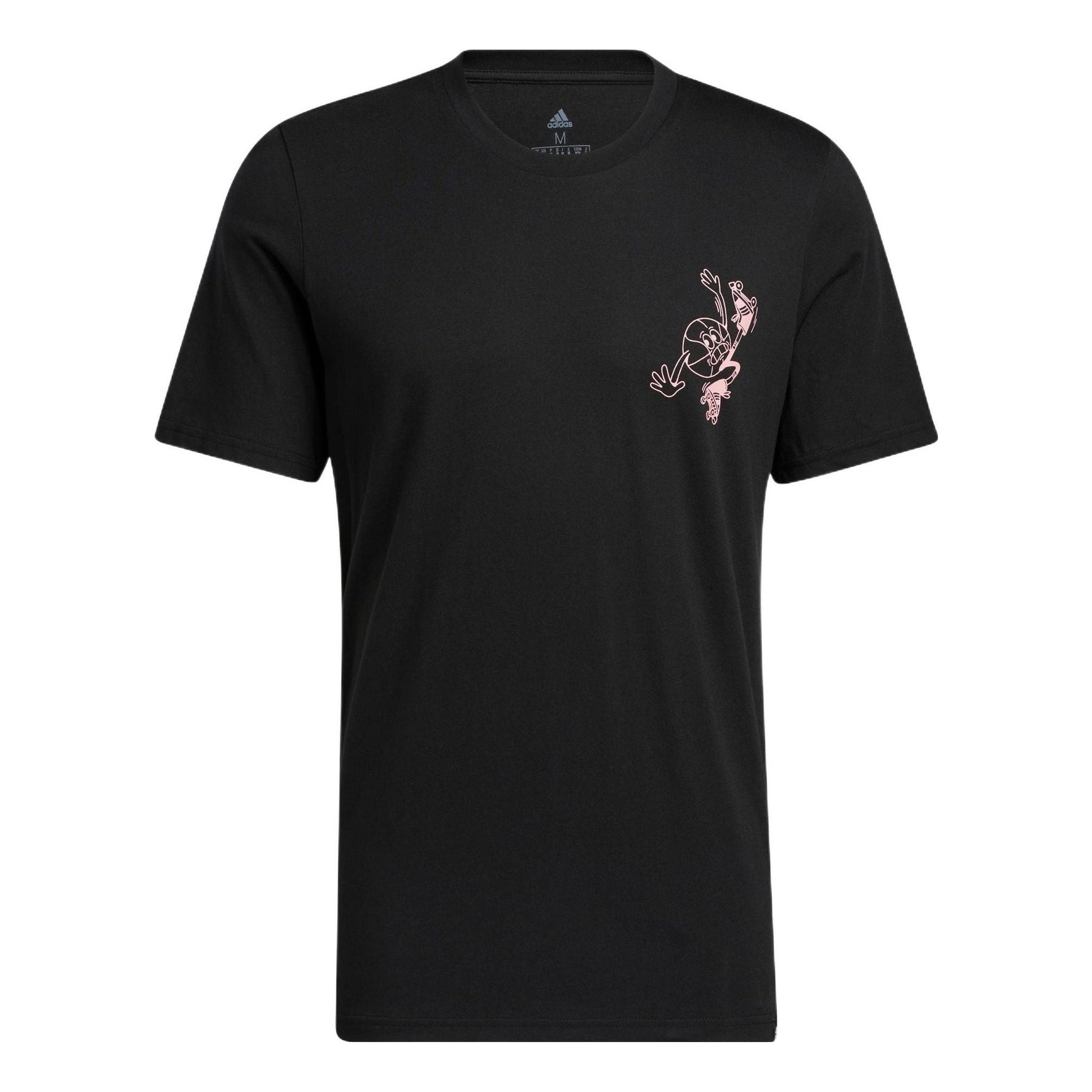 Men's adidas Cartoon Frog Basketball Sports Short Sleeve Black T-Shirt HK6723