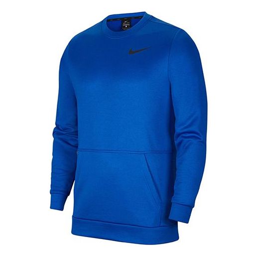 Nike Therma Training Sports Round Neck Fleece Pullover Long Sleeves Blue CU7272-480