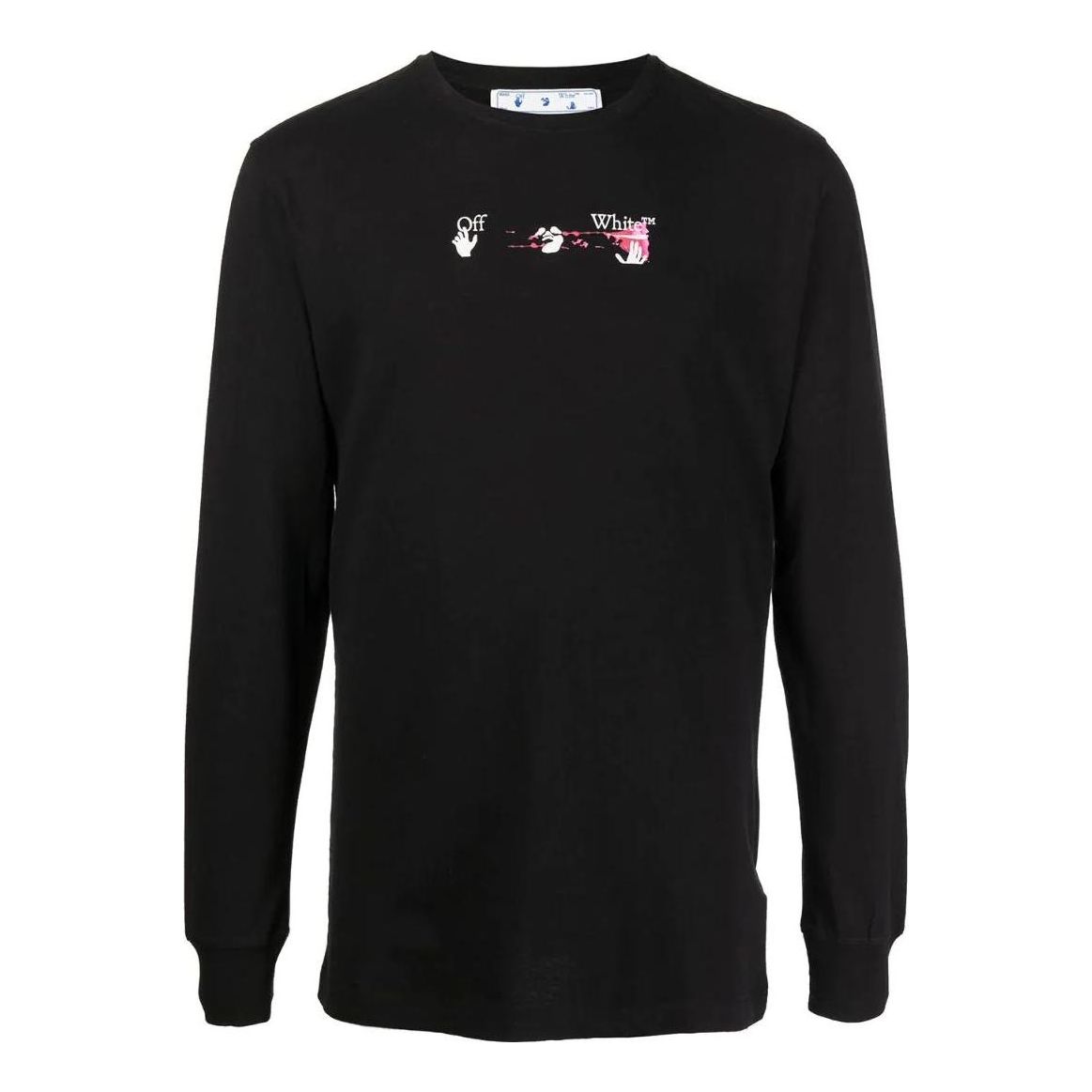 Men's Off-White SS22 Arrow Pattern Printing Long Sleeves Black T-Shirt OMAB001F21JER00510321032