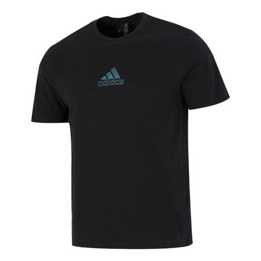 Men's adidas Minimalistic Alphabet Logo Printing Athleisure Casual Sports Round Neck Short Sleeve Black T-Shirt HM2978
