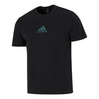 Men's adidas Minimalistic Alphabet Logo Printing Athleisure Casual Sports Round Neck Short Sleeve Black T-Shirt HM2978