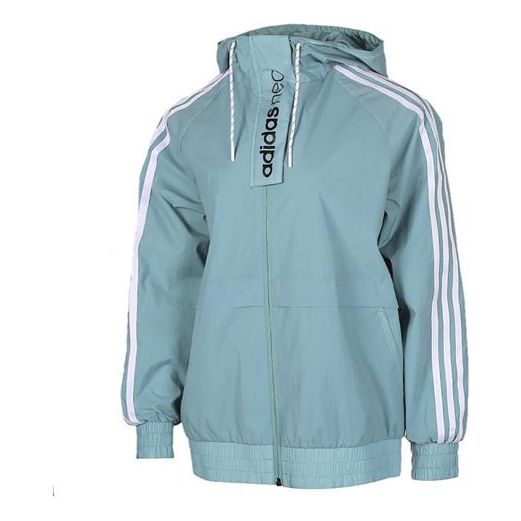 (WMNS) adidas neo Sports hooded Long Sleeves Jacket 'White Gray Black' FK9938