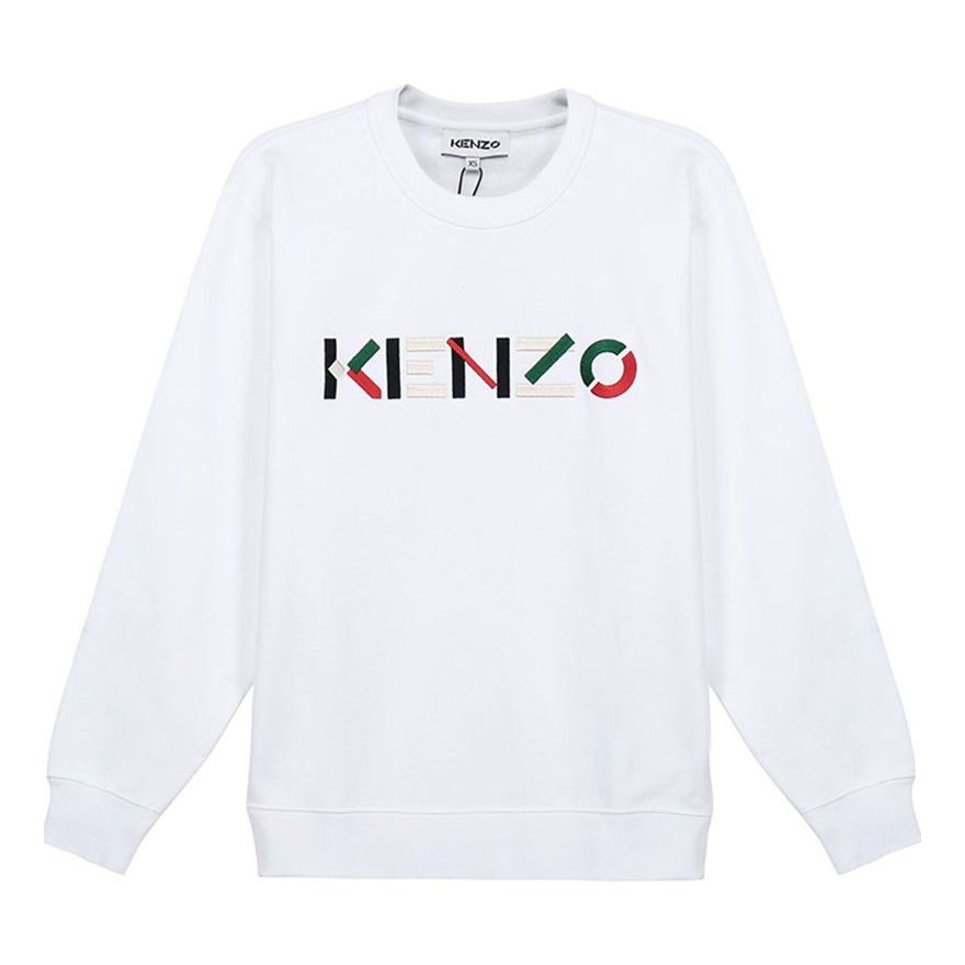 (WMNS) KENZO FW20 Embroidered Logo Round Neck Long Sleeves Sports White Hoodie FA62SW8204MO-01