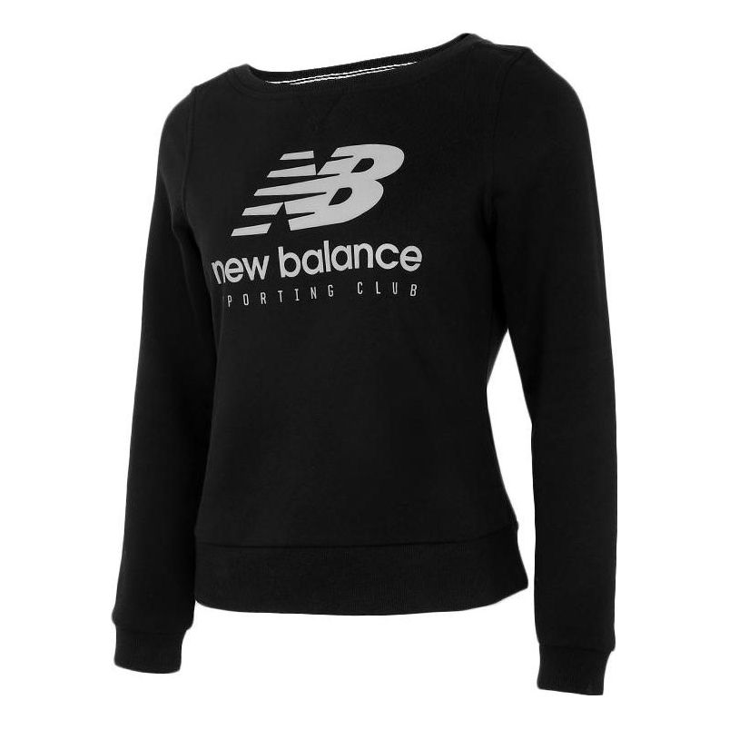 (WMNS) New Balance Logo Sweatshirt 'Black White' AWT71616-BK