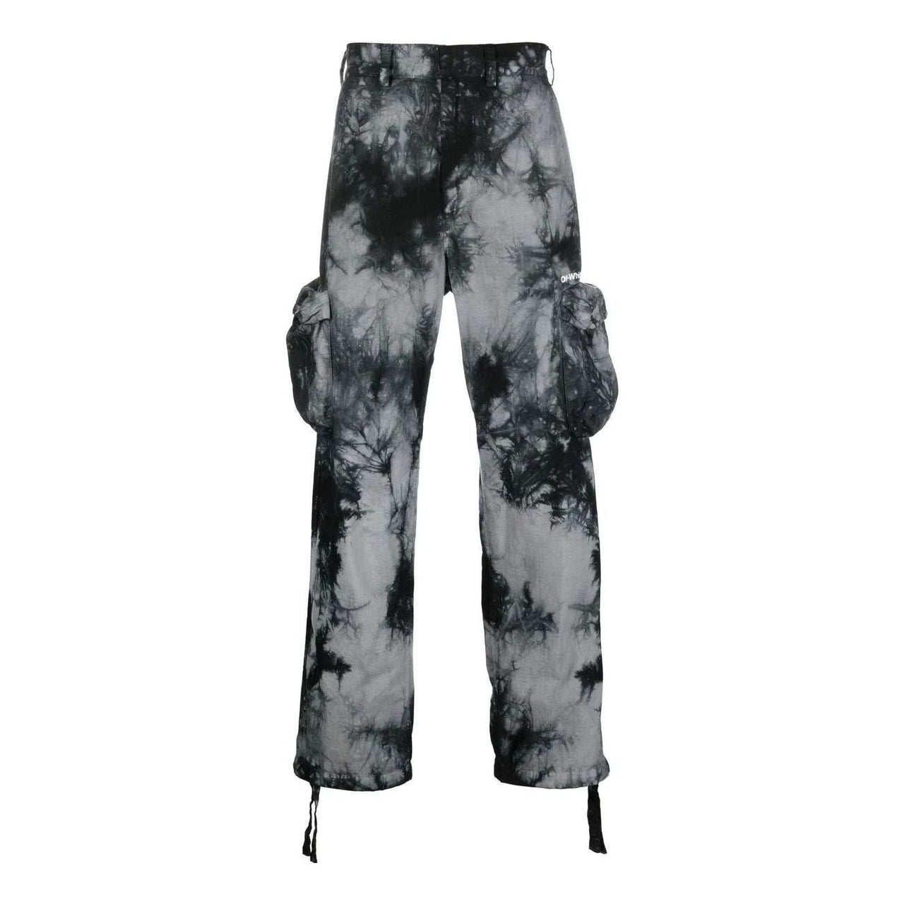 Men's Off-White FW22 Tie Dye Pattern Printing 3D Pocket Cargo Casual Pants/Trousers Black OMCF032F22FAB0010701