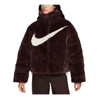 (WMNS) Nike Sportswear Essential Oversized Faux Fur Puffer 'Light Orewood Brown' FN0368-227