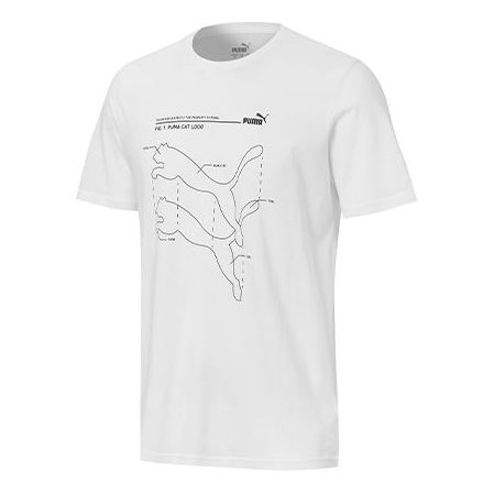PUMA logo Printing Round Neck Short Sleeve White 587581-02