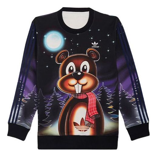 Men's adidas originals x Kerwin Frost Crossover Cartoon Full Print Sports Round Neck Pullover HG8776