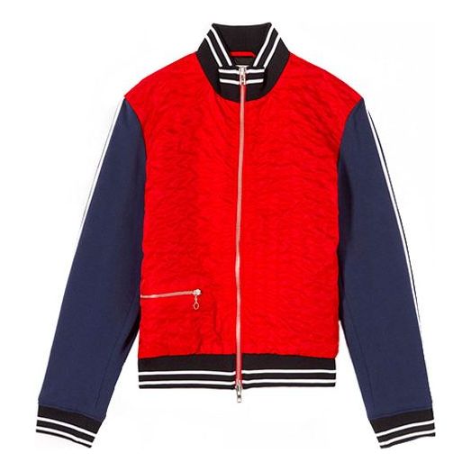 Men's KENZO Stripe Adornment Zipper Jacket Red F865BL1801NB-21