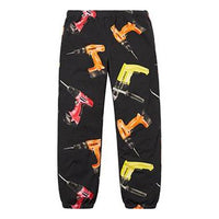 Supreme SS19 Drills Skate Electric Drill Pattern Printing Long Pants Casual Pants Unisex Black SUP-SS19-602