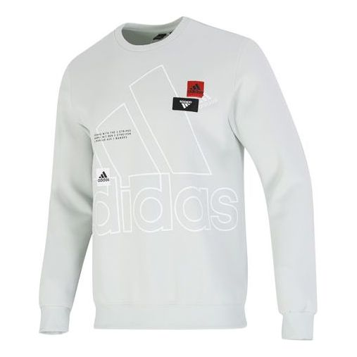 Men's adidas Minimalistic Alphabet Large Logo Printing Athleisure Casual Sports Round Neck Flax Green HP1434