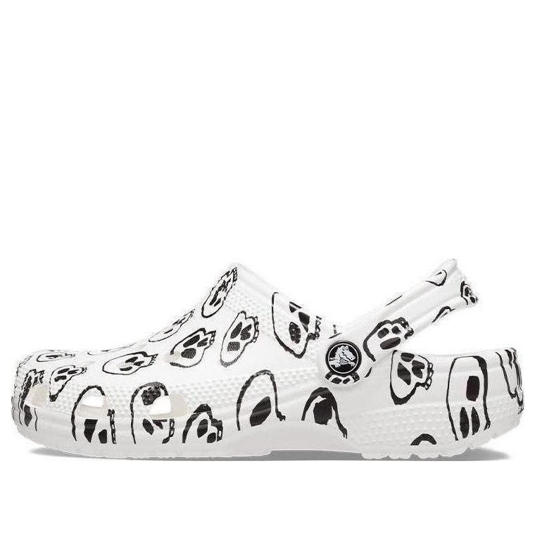 (WMNS) Crocs Classic Skull Print Clogs 'White Black' 208993-103