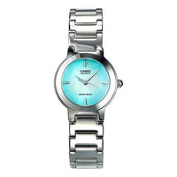 CASIO Waterproof Quartz Simulate Gradient Green Dial 25mm Stainless Steel Strap Watch Silver Analog LTP-1191A-3CDF