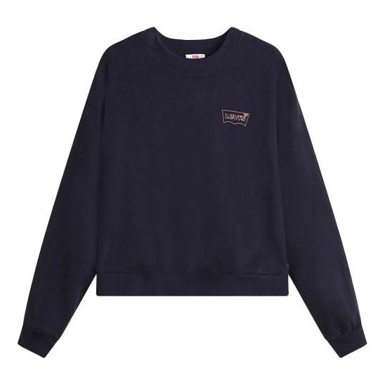 (WMNS) Levi's Pattern Printing Round Neck Pullover Black Hoodie 85283-0030