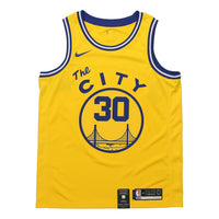 Nike NBA Golden State Warriors Nike Hardwood Classics Curry Swingman Home Jersey Yellow BQ8109-729