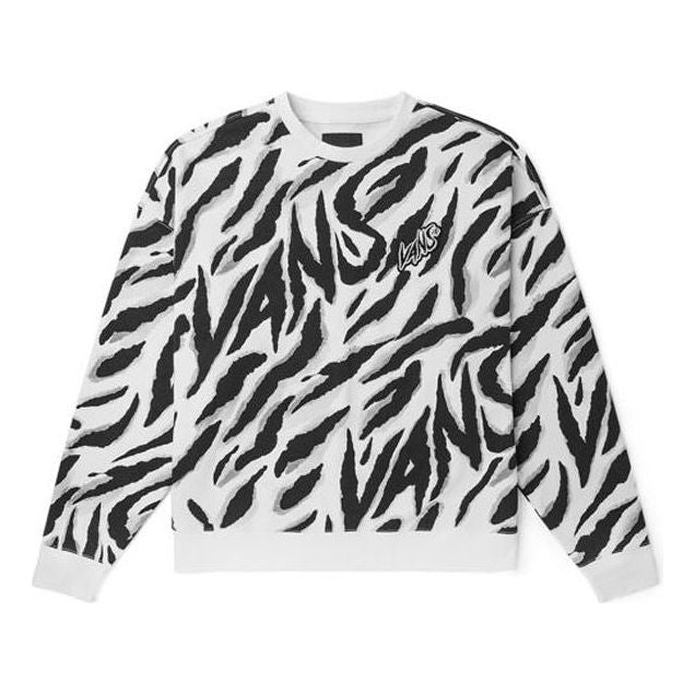 Vans Tiger Stripes Pattern Round Neck Pullover White Black VN0002BPYM8