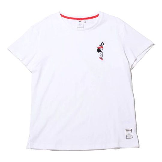 (WMNS) PUMA x Charlotte Crossover SP20 Small Pattern Round Neck Short Sleeve White 596763-57