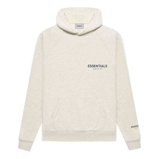 هودي "Light Heather Oatmeal" من Fear of God Essentials لخريف وشتاء 2021 من المجموعة الأساسية FOG-FW21-167