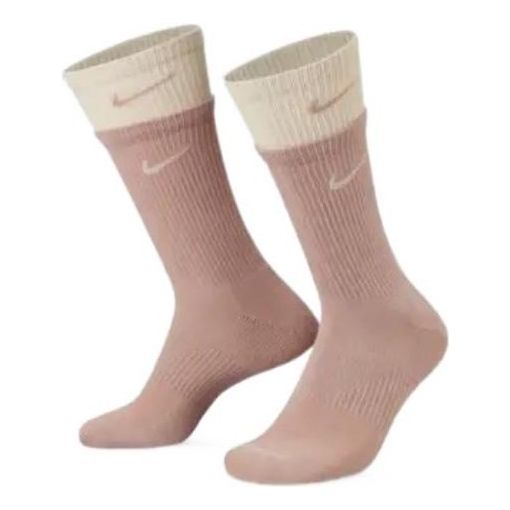 Nike SS22 Everyday Plus Cushioned Double Layer Splicing Training Sports Socks Unisex 2 Pairs Pink DD2795-609