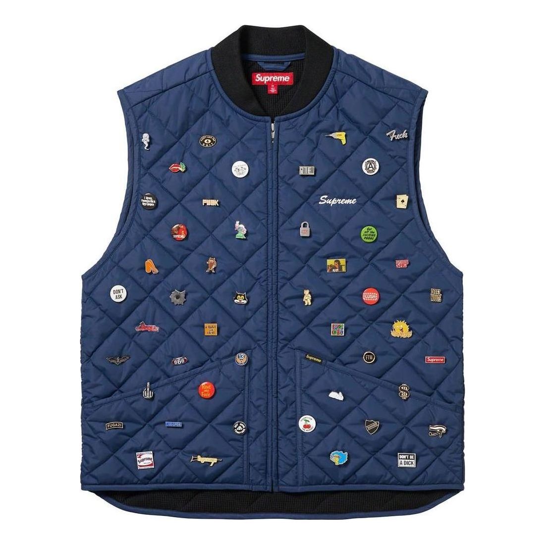 Supreme Pins Quilted Work Vest 'Navy' SUP-FW23-068