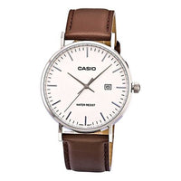 CASIO Waterproof Quartz White DialBrown Strap Mens WhiteBrown Analog MTH-1060L-7APF