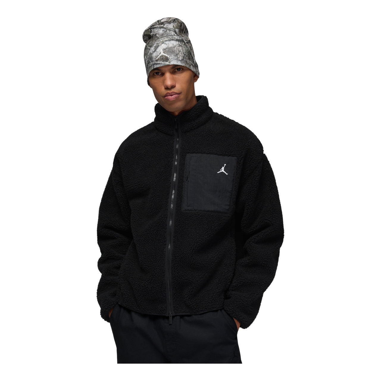 Air Jordan Flight Mountainside Faux Fur Jacket 'Black White' HV0778-010