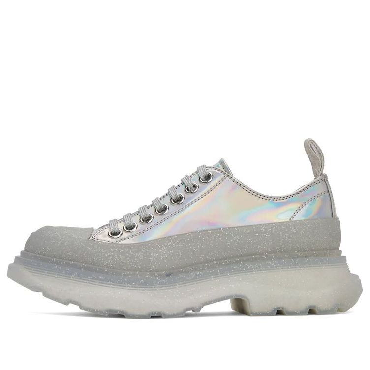 (WMNS) Alexander McQueen Tread Slick Iridescent Sparkle Translucent Sneaker 'Silver Grey' 697079W4T718294