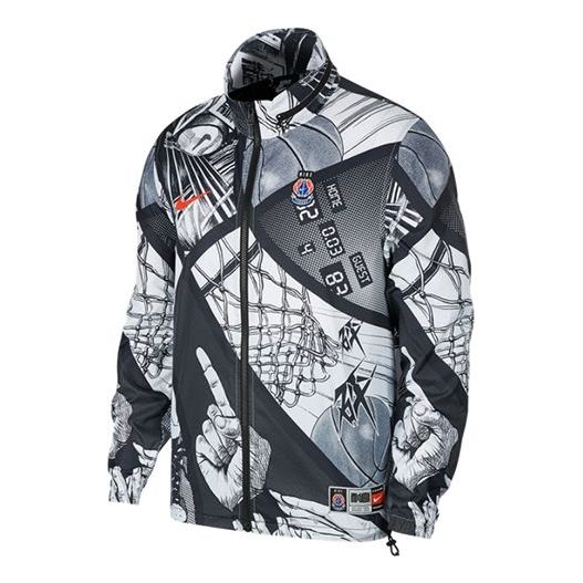 Nike Sportwear Basketball Printing Woven Jacket Black CI9083-010