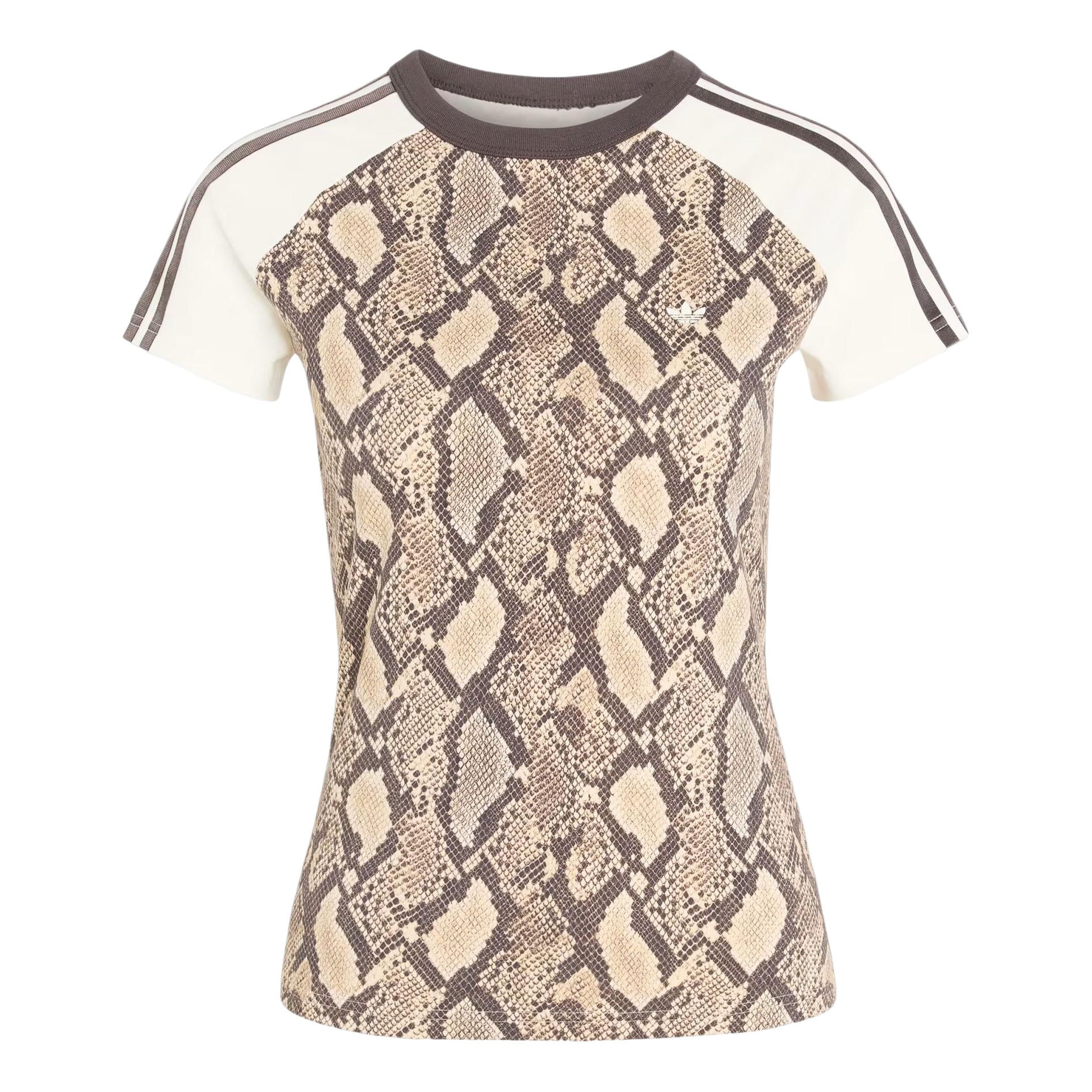 (WMNS) adidas Snake Print Cali T-Shirt Asia Sizing 'Linen Magic Beige' KX1888