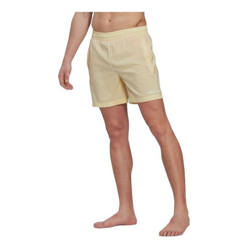 Men's adidas originals Solid Color Breathable Straight Casual Sports Shorts Amber Yellow HR7902