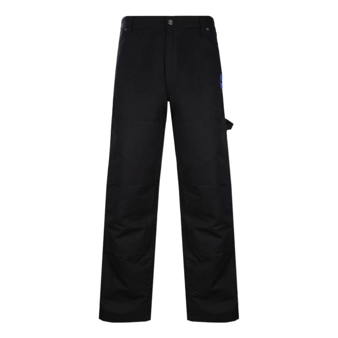 Men's Off-White SS22 Solid Color Cargo Straight-Leg Casual Pants/Trousers Black OMCA209S22FAB0021001