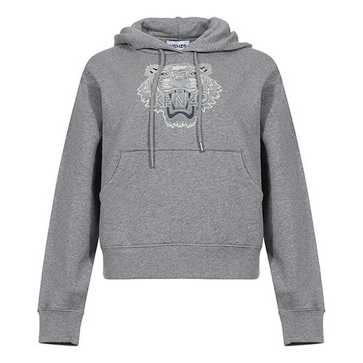 (WMNS) KENZO Tiger Flock Tiger Head Loose Hoodie Gray FA62SW7804XG-94