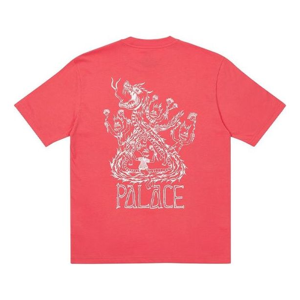 PALACE x Lotties Crossover Dragon Alphabet Pattern Short Sleeve Unisex Pink P20TS062