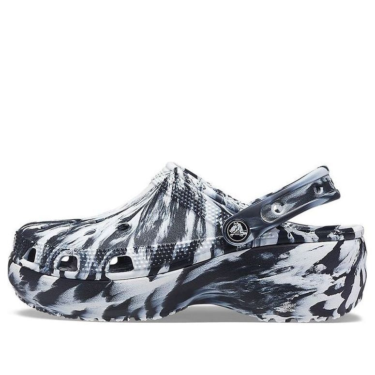 (WMNS) Crocs Classic Platform Marbled Clog 'Black White' 207176-066